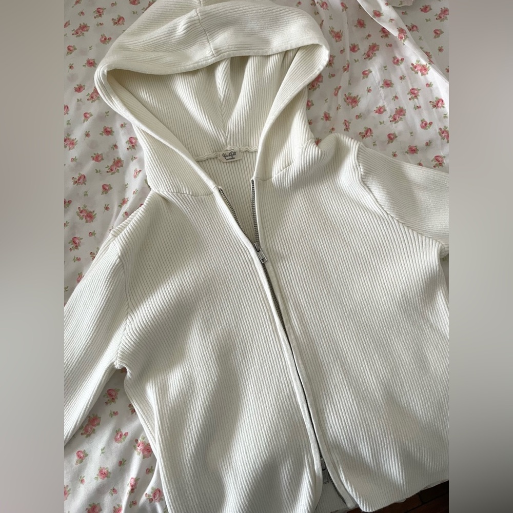 John galt (brandy melville) zip up white sweater